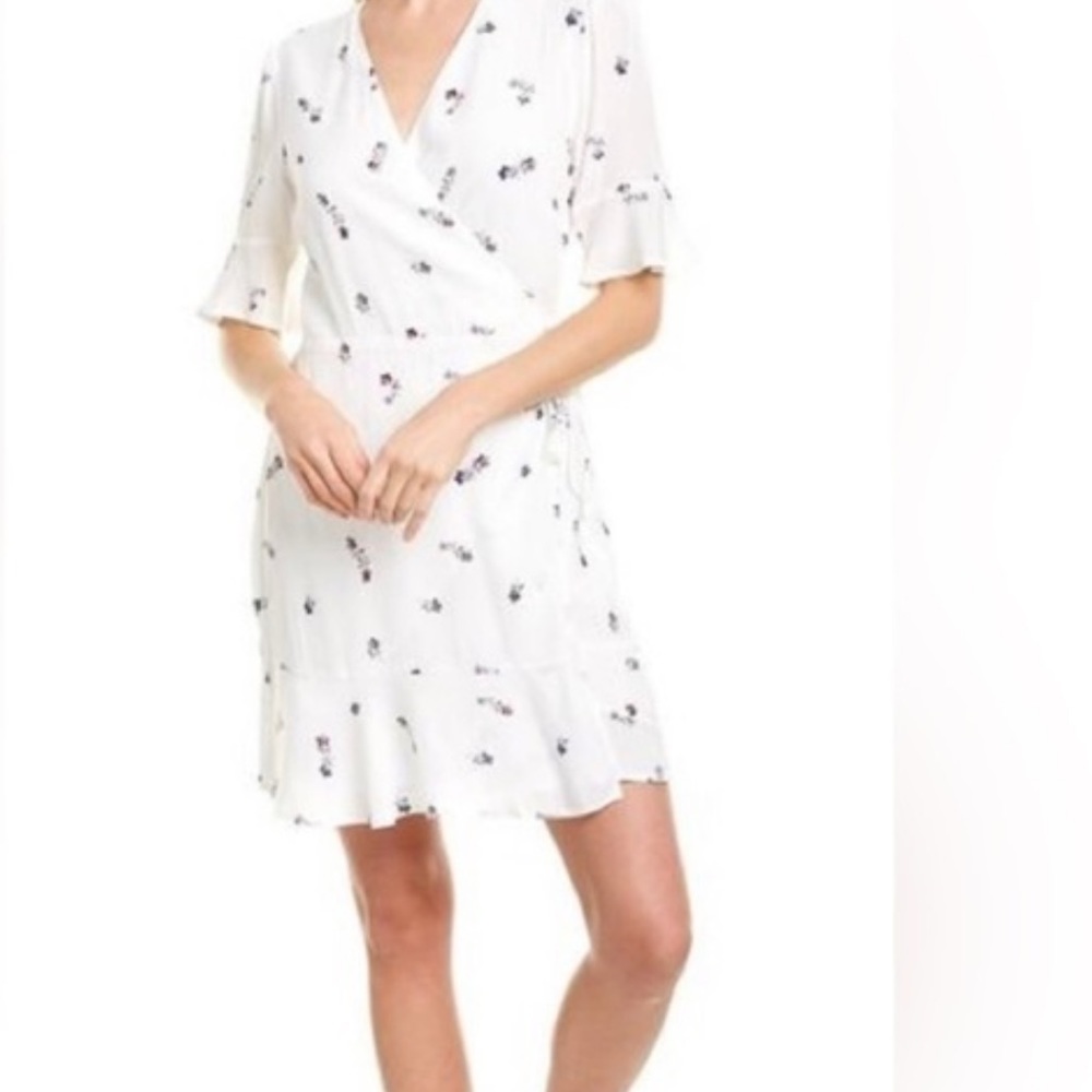 Rails Womens Aimee Kyoto floral feminine Wrap Mini Dress White‎ m 6 8 new